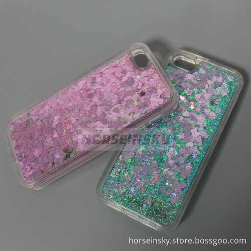 Shining Liquid Quicksand Flow Case Transparent Liquid Glitter PC Phone Case for iPhone5